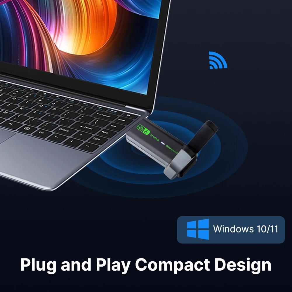 AX900 USB WiFi 6 Bluetooth 5.3 Adaptador Dual Band 2.4G/5GHz Antenas de placa de rede Wlan sem fio Driver-Free para Windows 10/11