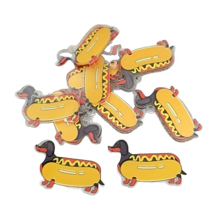 10pcs acrylic 2D new sausage dog pendant, DIY jewelry making earrings necklace keychain accessories view 5