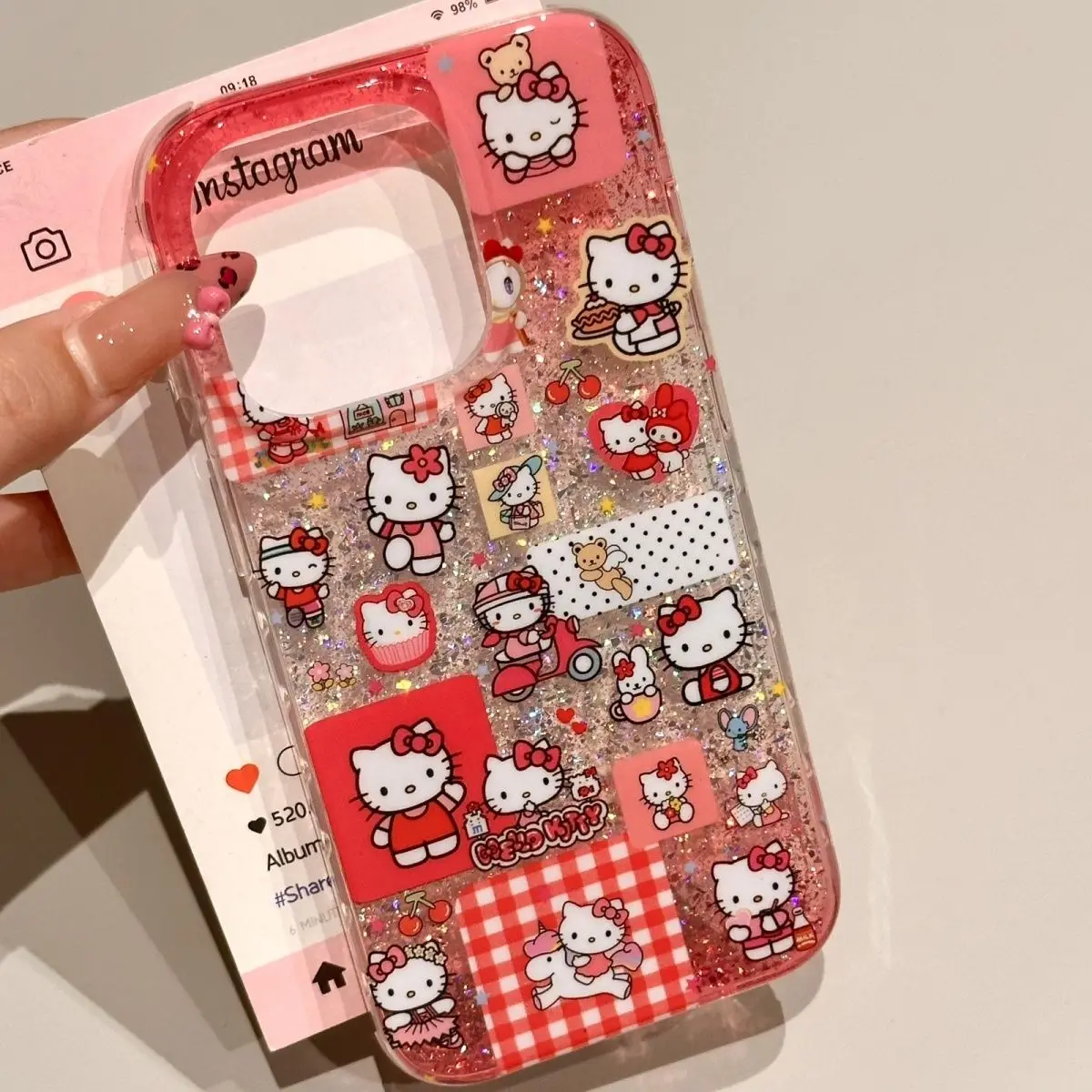 Ins لطيف الوردي كيتي الحياة اليومية جراب هاتف آيفون 17 الهواء 16 12 13 11 برو ماكس 15 زائد ميني XR X XS ماكس الليزر ورقة Y2K غطاء #1