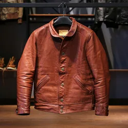 High Quality Moto & Biker Outdoor Leisure Slim Fit Zip Design Vintage Genuine Leather Clothings Men's Real Goatskin Jackets
