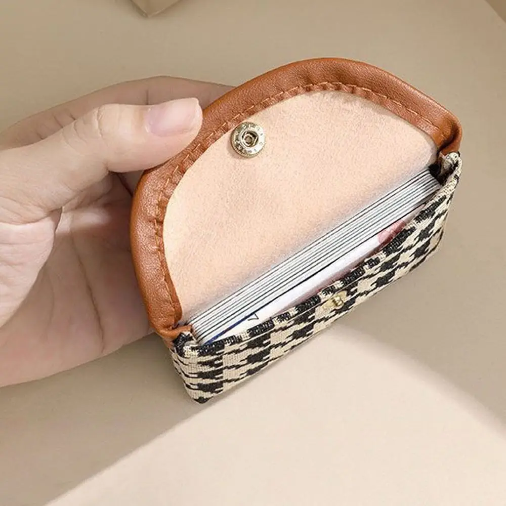 PU Leather Plaid Canvas Short Coin Purse Stripe Large Capacity Square Makeup Bag Storage Bag Korean Style Lattice Money Bag