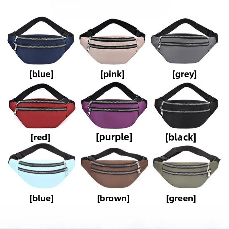 

Мужская и женская поясная сумка с двойной молнией, модная простая водонепроницаемая нагрудная сумка из ткани Оксфорд, спортивная сумка на одно плечо