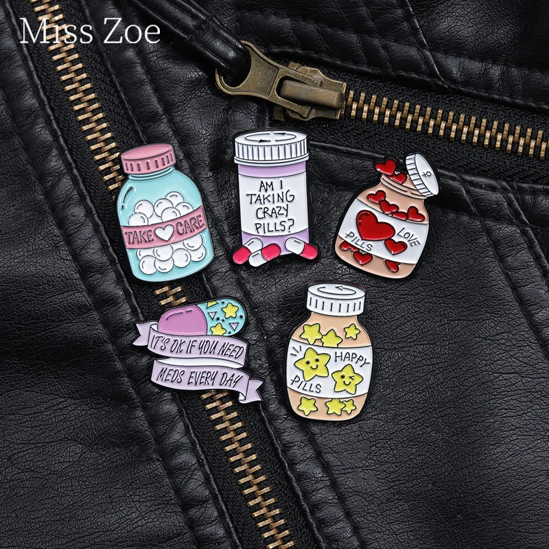 Pin de salud Mental para el cuidado de la píldora de amor, si necesita medicamentos, broche de todos los días, insignia, depresión, ansiedad, joyería para amigo