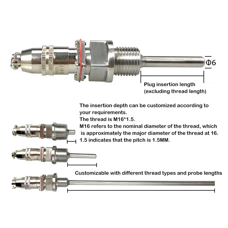 Pt100 aviation plug-type thermal resistance for plug-and-play temperature sensor thermocouple WZP-270/269