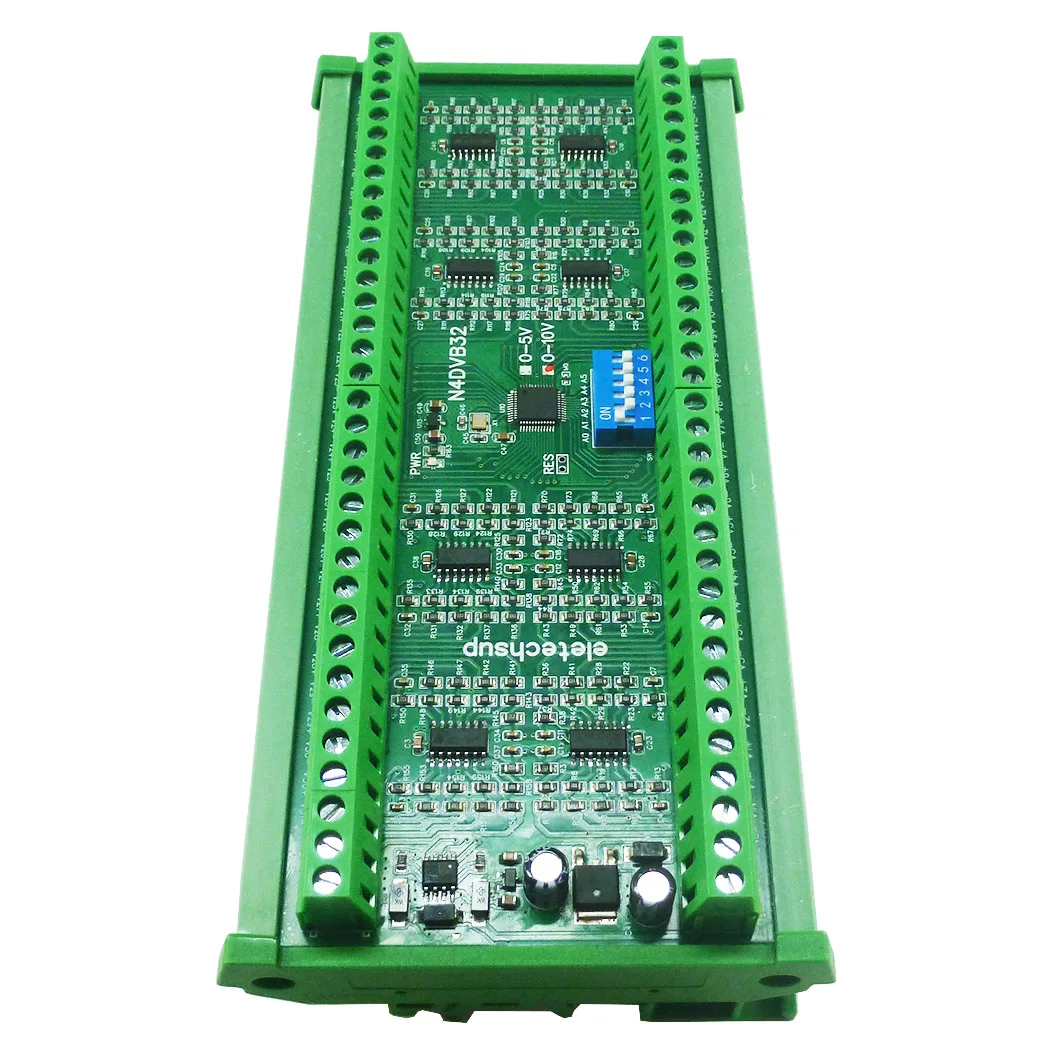 32CH RS485 Modbus RTU 0-5V 0-10V Differential Analog Input ADC Module for PLC Battery Measurement Industrial Automation DC 12 24