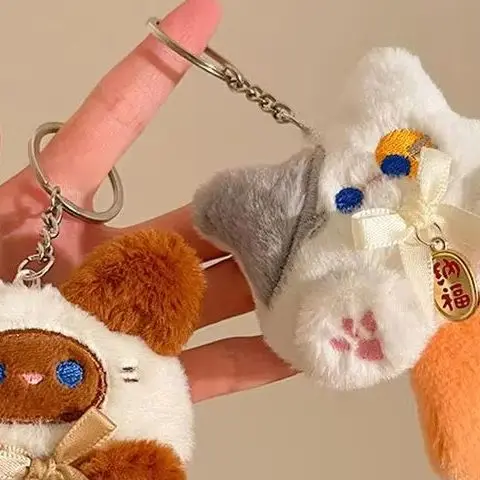 

Kawaii плюшевый длинный хвост Lucky Cat брелок кулон милые мягкие животные маленькая кошка сумка украшения для детей игрушка в подарок