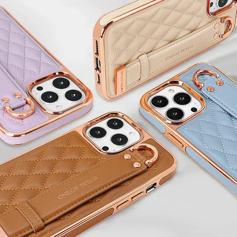 

Роскошный чехол для телефона с кольцом на запястье для iPhone 16, Pro Max 15, 14, 13, 12, с держателем для карт, функция кошелька, противоударный модный бюстгальтер