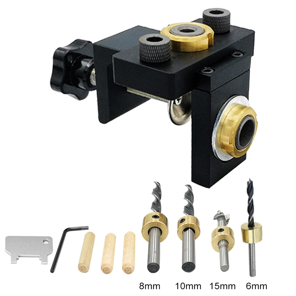 Doweling Jig Pocket Hole Jig Kit Wood Vertical Drilling Detachable Locator for Furniture Connecting Hole Puncher Carpentry Tool