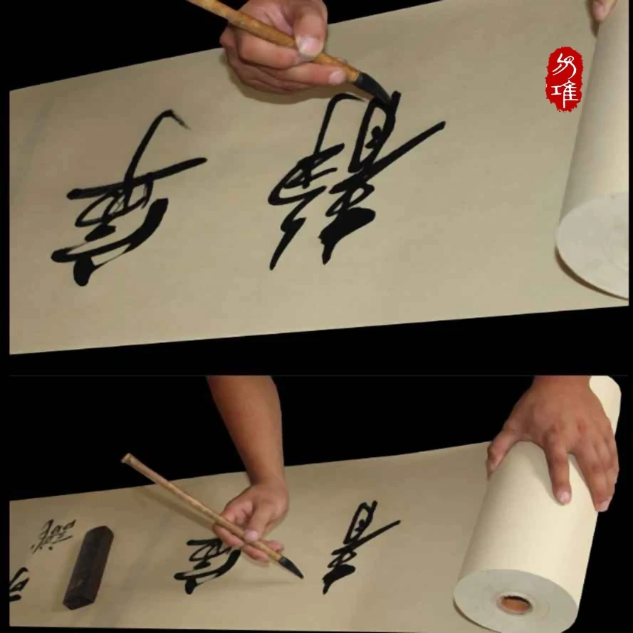 100m Antique Rice Paper Half-Ripe Bamboo Pulp Rice Paper Chinese Painting Calligraphy Xuan Paper Artist Painting Supplies