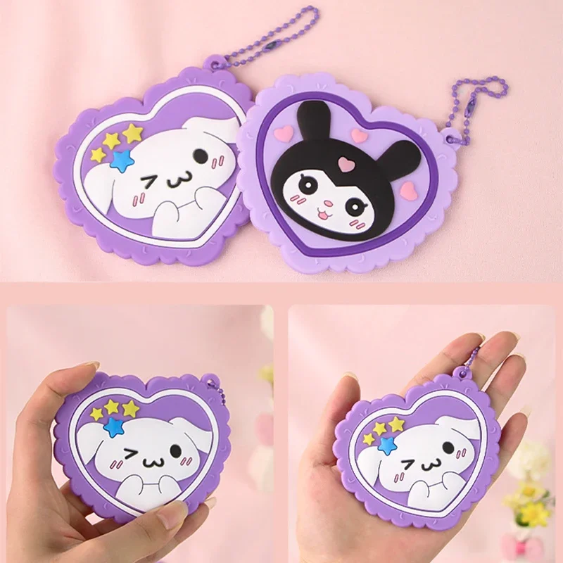 Cute Sanrio Makeup Mirror Portable Magnifying Hand round Makeup Standing Vanity Pocket Mirror Girls gift mymelody Kuromi