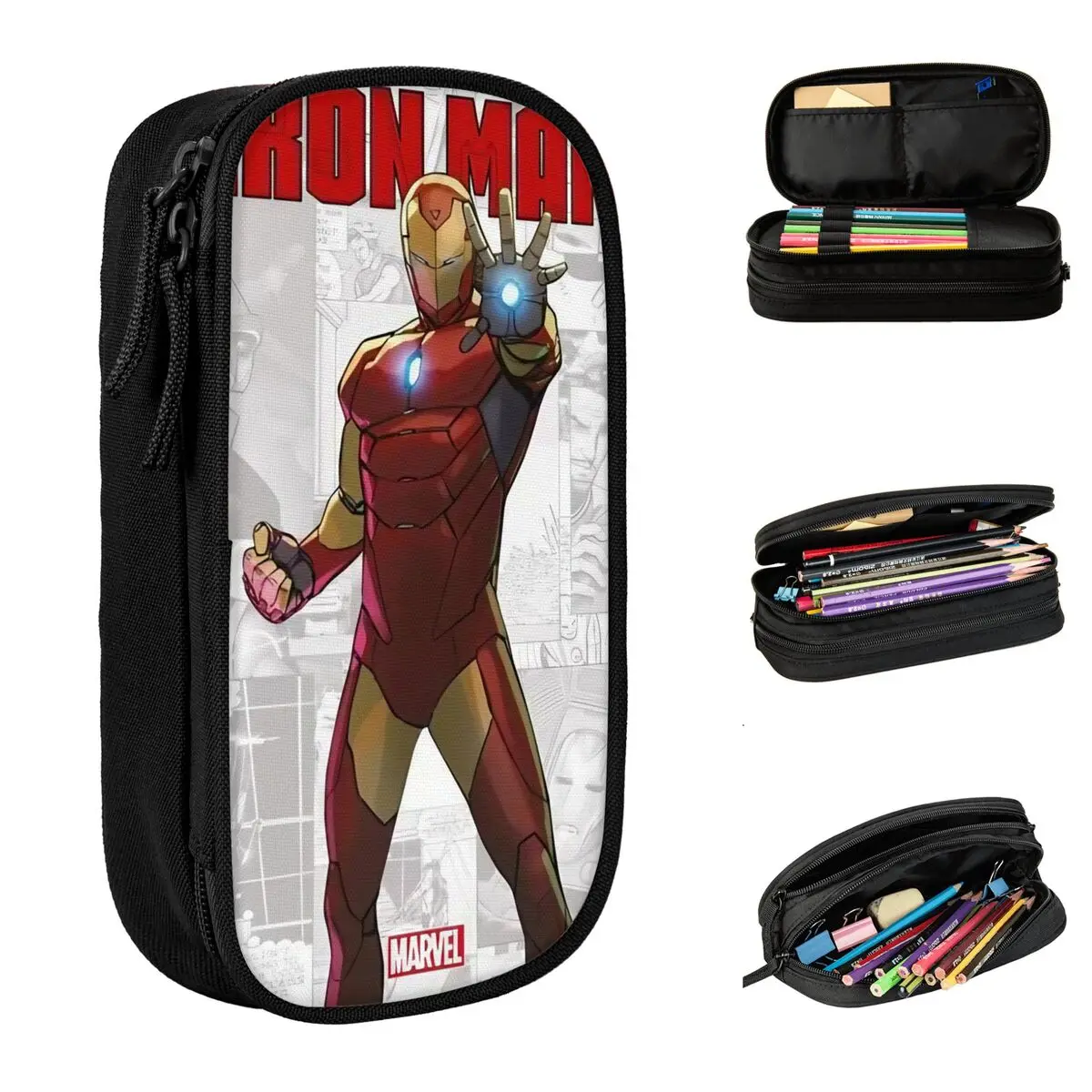 Iron Man American Anime Pencil Cases New Super Hero Pen Box Bag Girl Boy Large Storage Students School Cosmetic Pencilcases