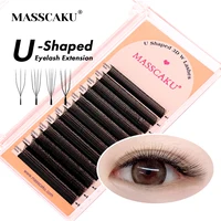 Las pestañas más nuevas en forma de U, 0,07mm de espesor, 3D/4D/5D/6D, negro oscuro mate, aspecto Natural, extensiones de pestañas de MASSCAKU