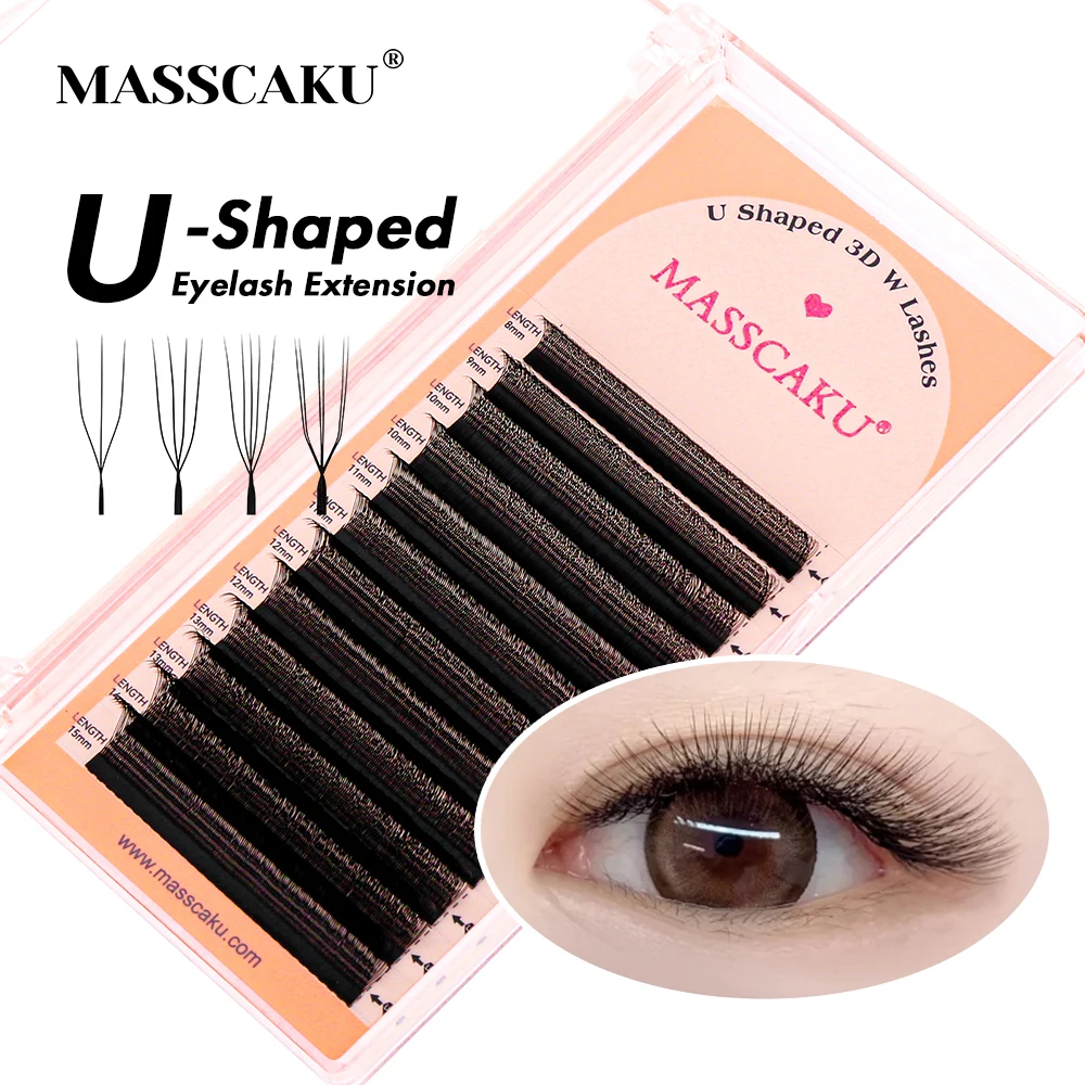 The Newest U Shaped Bloom Eye Lashes 0.07mm Thickness 3D/4D/5D/6D Matte Dark Black Natural Looks Eyelash Extensions by MASSCAKU