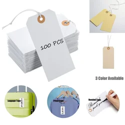 100 Large Price Tags with String and Reinforced Holes Writable Price Tag White Labels with Elastic String Gift Tag 4.76''×2.36''