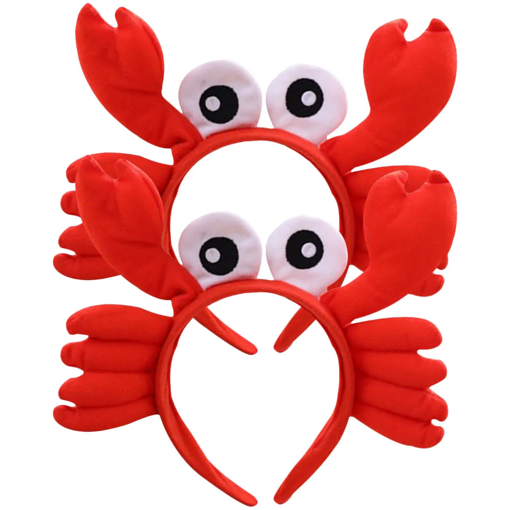 

2Pcs Big Crab Headbands 25x20cm Cartoon Animal Crab Headband Headdress Halloween Hair Hoop Ocean Props