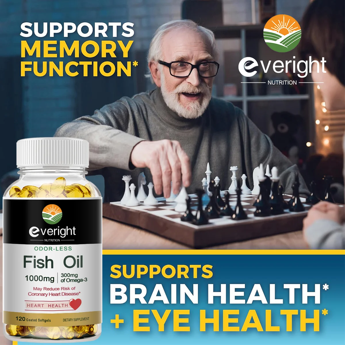 OMEGA-3 Fish Oil Capsules are Rich in DHA and EPA, Which can Improve Negative Emotions, Relieve Stress and Strengthen the Brain