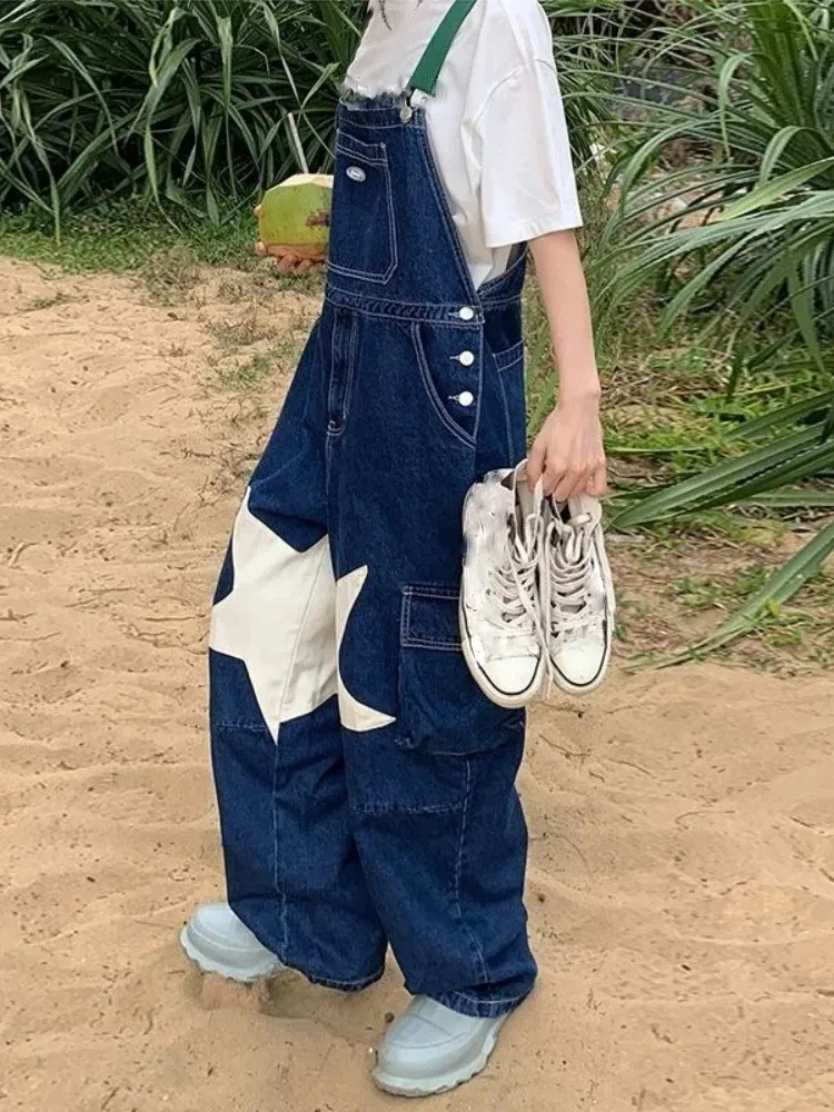 

Age Reduction Elegant Vintage Star Jumpsuits Straight Denim New Loose Bodysuit Slim Trendy Hot Sell Premium Romper