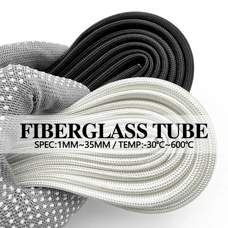 ID 1-30mm Fiberglass Braided Sleeve 600Deg.C High Temperature Insulation For Auto Engine Wiring Anti-Scald Fireproof Protection