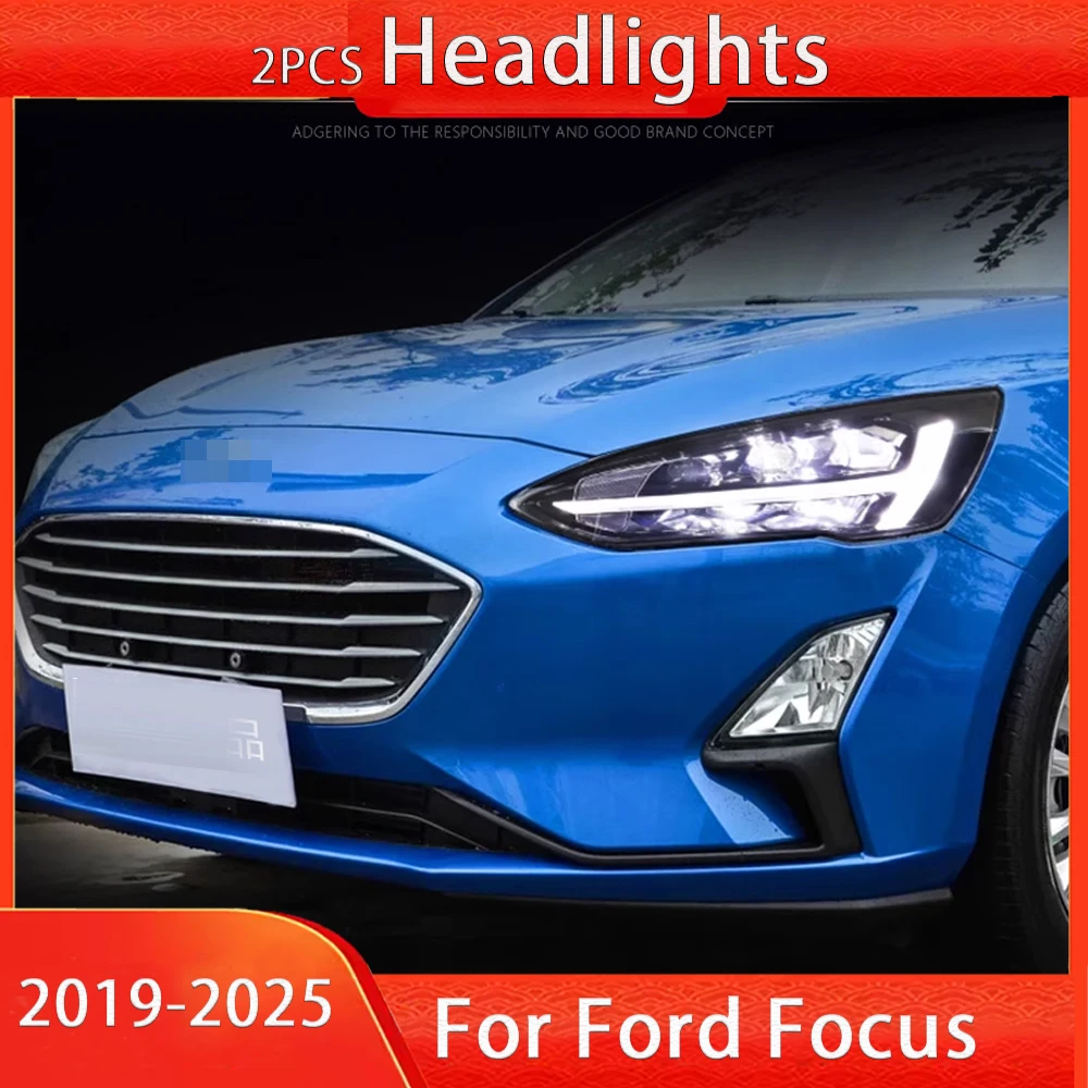

Фара для Ford Focus, светодиодная фара 2019-2025, фары Focus MK4 DRL, указатель поворота, дальний свет, линза проектора «ангельский глаз»