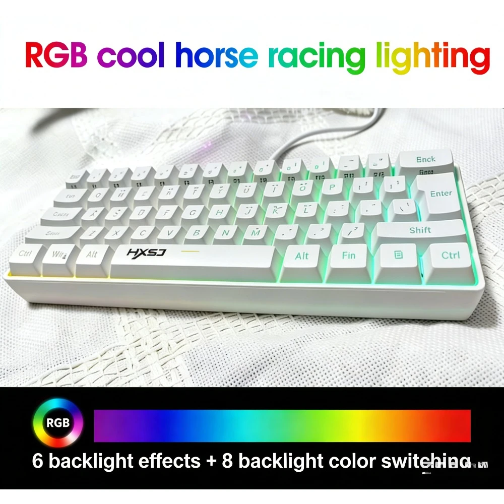 

Teclado Gamer keyboard RGB mini gaming keyboards Backlight 60% USB klawiatura para computadora tastiera rosa white wired klavye