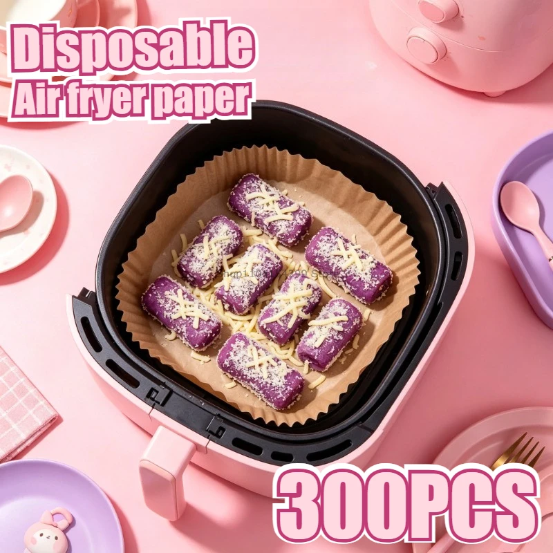 Air Fryer Baking  Disposable Paper Liner Large Square Round  Barbecue Plate NonStick Mat Kitchen Oven Oil Absorbing Paper Tool