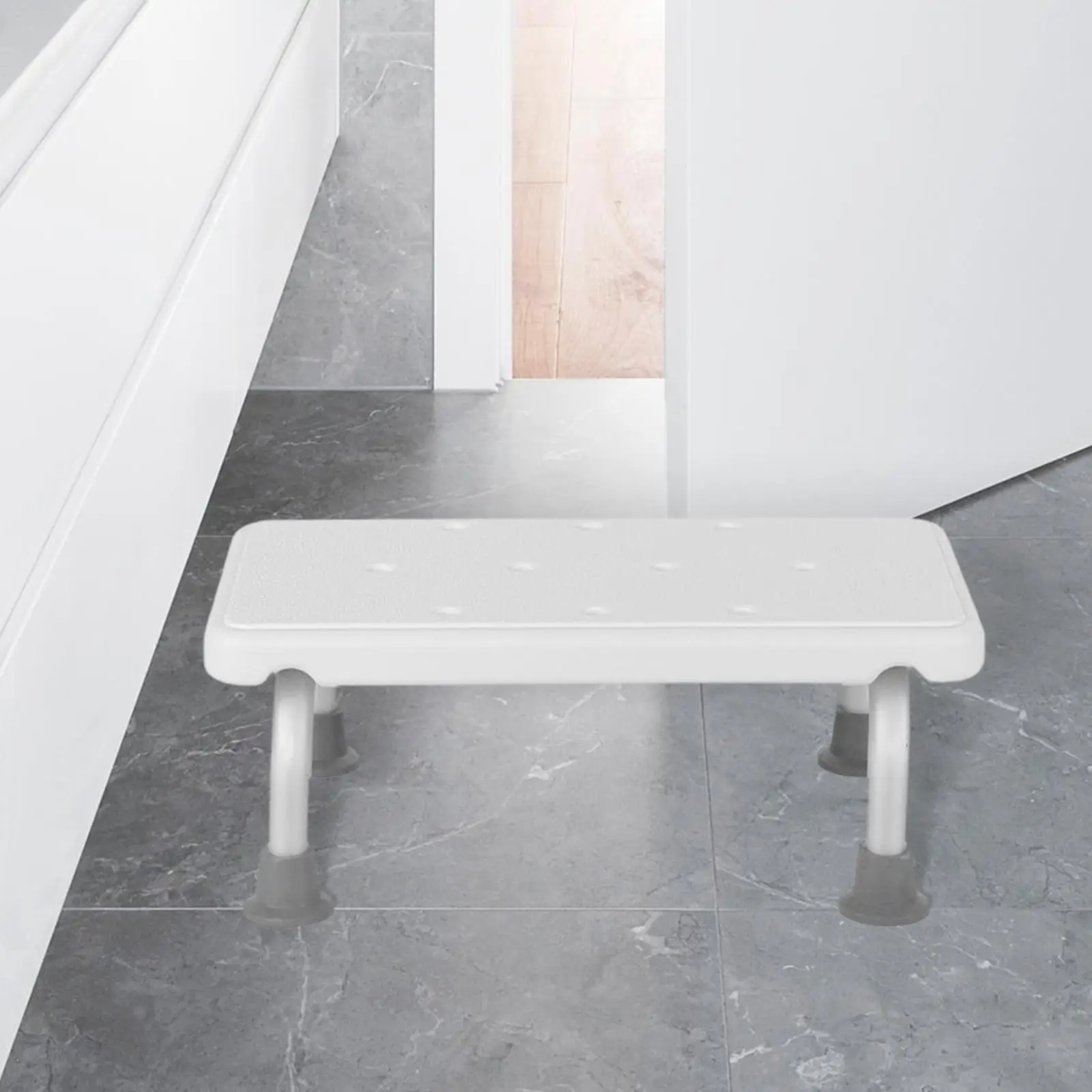 Shower Chair Foot Rest Aluminum Alloy with Anti Slip Rubber Tips Daily Mobility Aids Bath Stool for Elderly Senior Bedroom - view 4