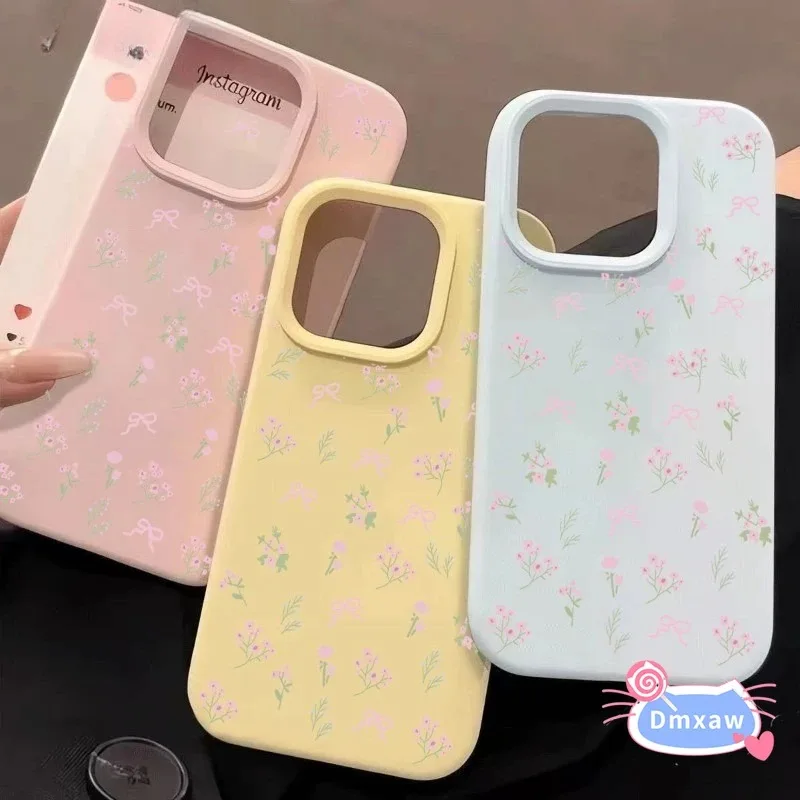

Elegant Floral Print Phone Case For Xiaomi 17 Pro Max 15 14 13 Pro Ultra Dopamine Matte Simple Flower Bow Cover