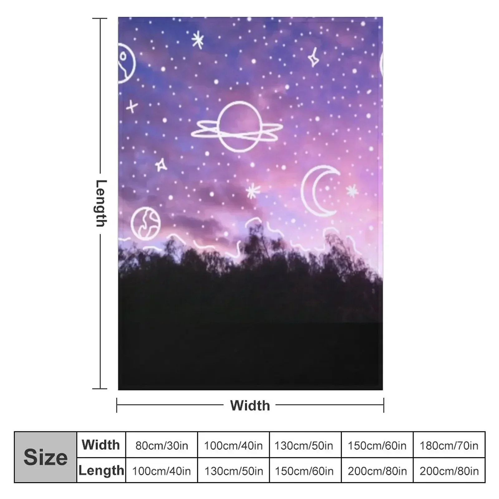 Aesthetic Tumblr Sunset Galaxy Doodle Throw Blanket Soft Big Heavy Luxury Thicken Blankets For Baby Blankets