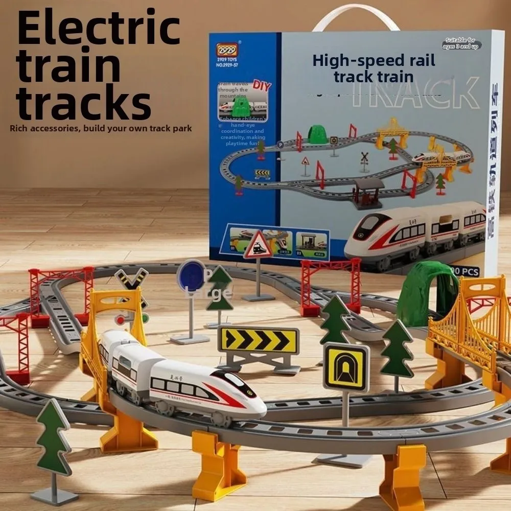 Treno elettrico per bambini 7 stili con binario con scatola Regalo di compleanno per auto con binario elettrico in plastica