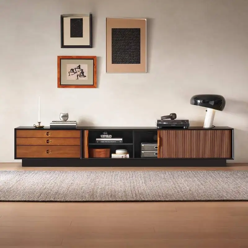 /Vintage Drawers Tv Cabinet Decoration Brown Door Storage Lounges Tv Cabinet Mid Century Nordic Fernseherschrank Furniture Home