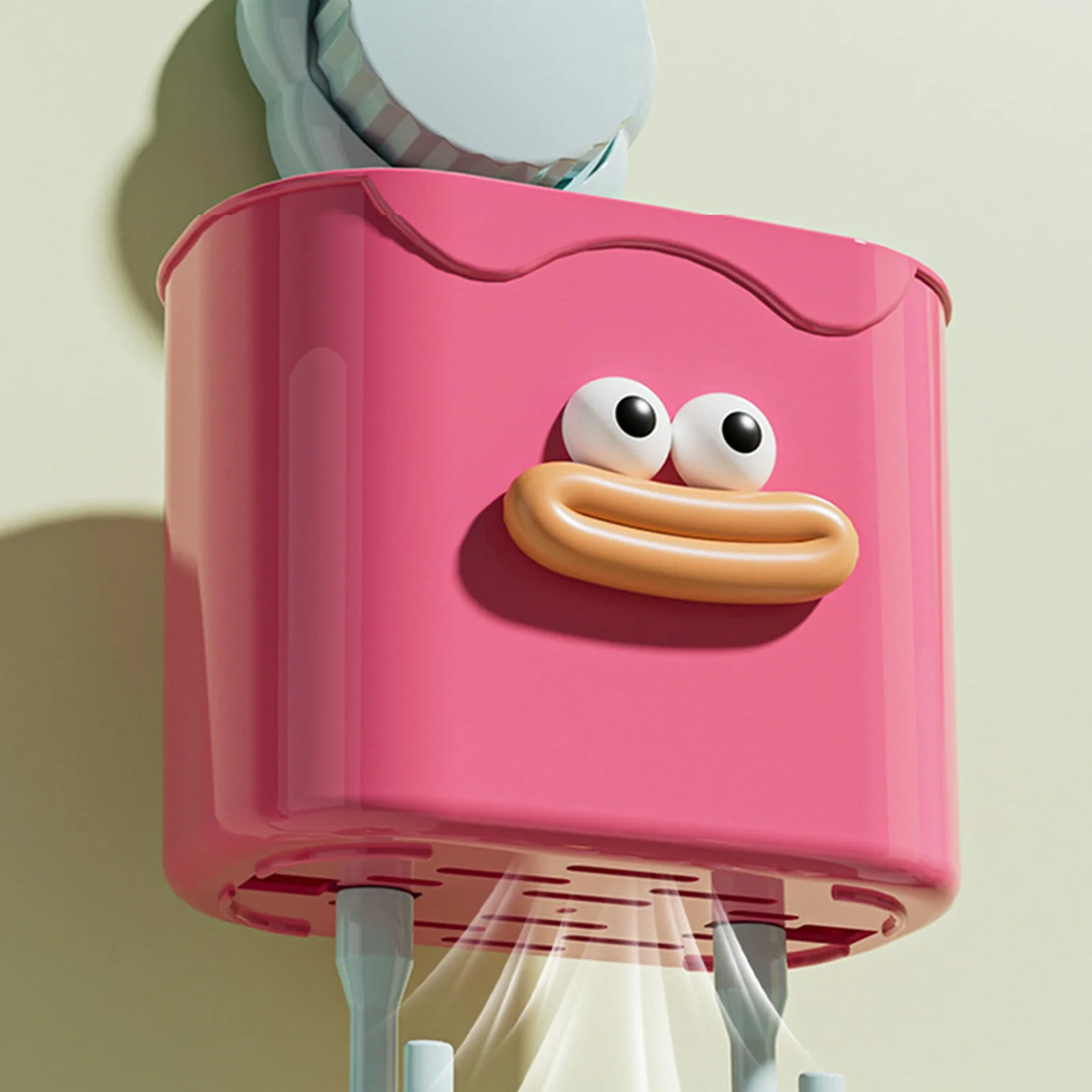 

Bathroom Organizer Rack Cartoon Big Mouth Monster Pattern Storage Hook Jewelry Hairpin Toothpaste Toothbrush Soap Storage Rack