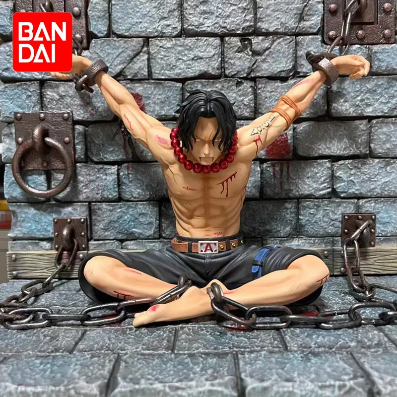 

22cm One Piece Portgas·D· Ace Figure Team Prison Name Whitebeard Pirates Captain Of The Second Anime Toys Gifts Scene Model