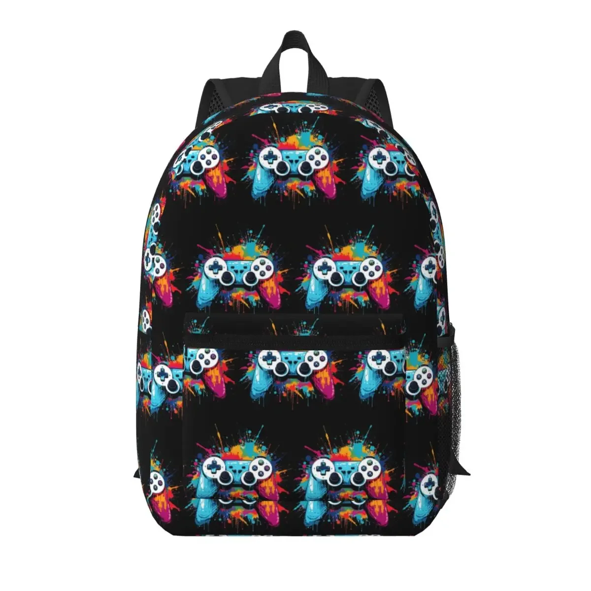Game Controller Graffiti Design Student Backpack School Bag Hiking Travel Daypack for Boys Girls Bookbag Shoulder Bags