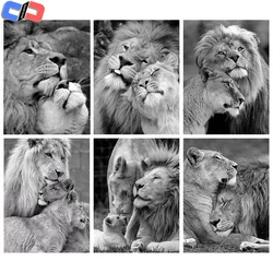 5d Full Square Diamond Painting Animal Rhinestones Diamond Embroidery Sale Black And White Lion Mosaic Cross Stitch Home Decor