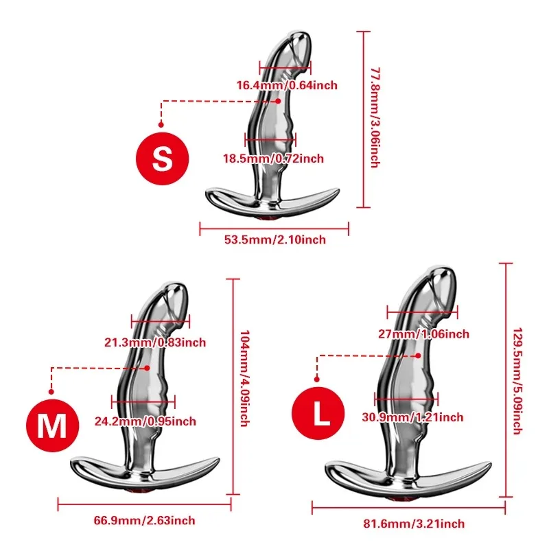 3 Sizes Gem Base Stainless Steel Butt Plug Metal Realistic Dildo Anchor Anal Plug For Prostate G-Spot Stimulation Adult Sex Toys view 4