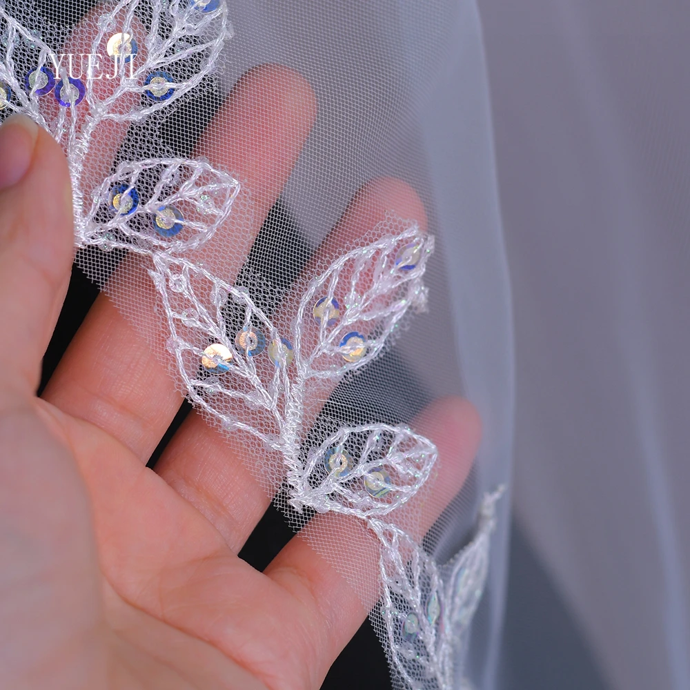 YUEJI-Voile de Mariage en Dentelle avec Paillettes, Accessoire Long, Blanc, pour les Patients, Doigt Unique, Rotterdam, Kle, YJ201