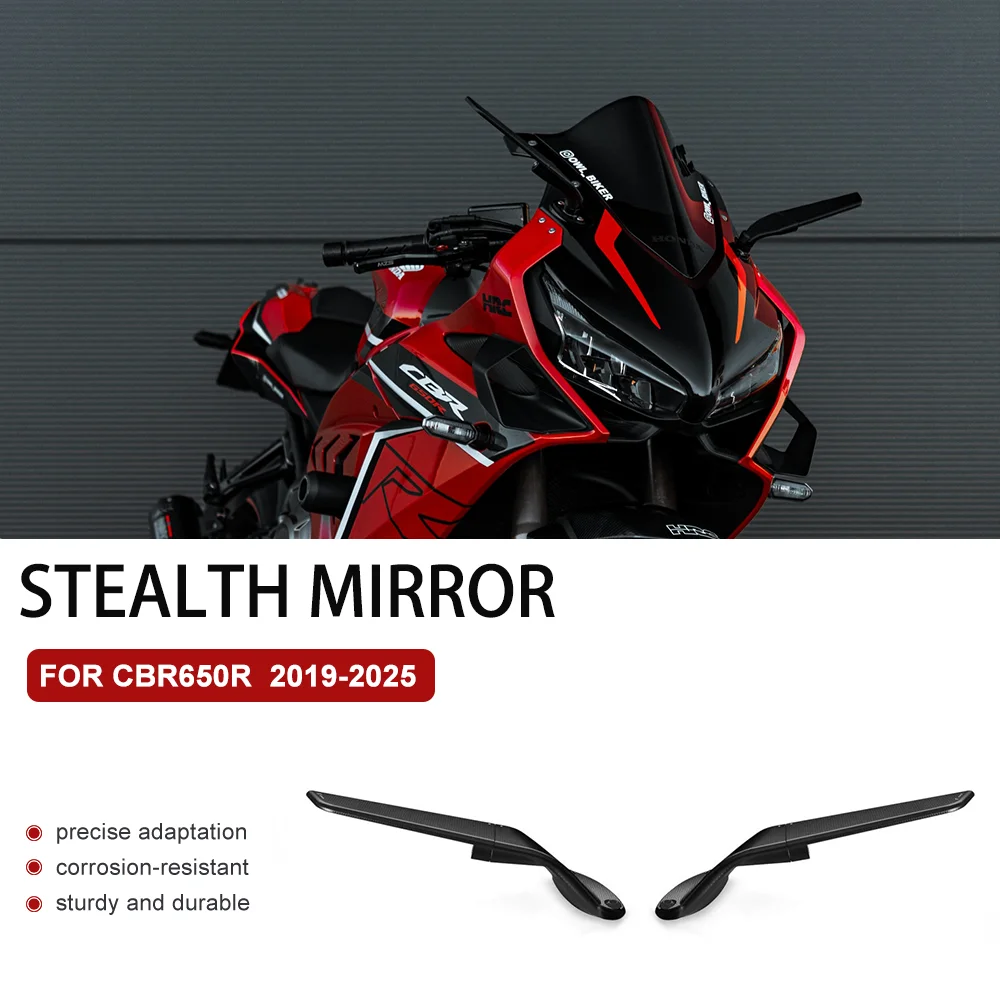 Motorcycle Stealth Wing Mirror For CBR650R 2019‑2025 Invisible Blade Style Corrosion‑Resistant Sturdy Modified Rearview Mirror