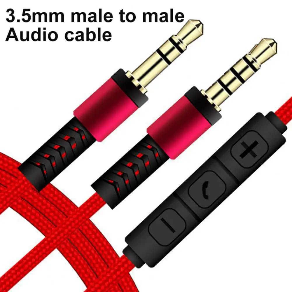 Audio Cable 3 5mm to Jack 3 5mm Speaker Line Aux Cable Male to Male with Mic to volume control for iPhone Headphone Car