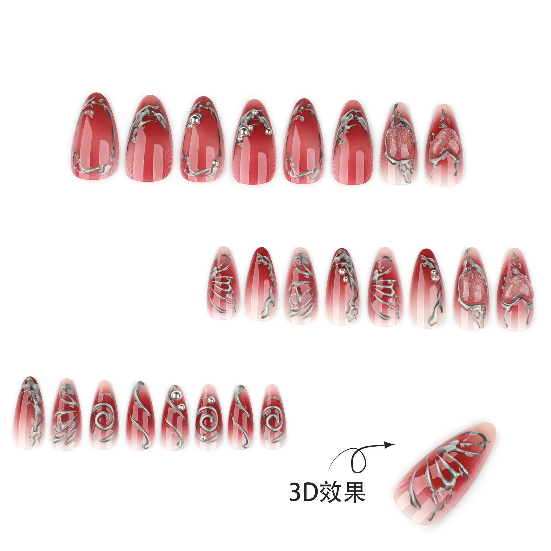 Mixed Pattern Press on False Nails Full Cover Artificial Nail Tips Multi Style Set for Female Daily Alternate Use Home Diy Nail