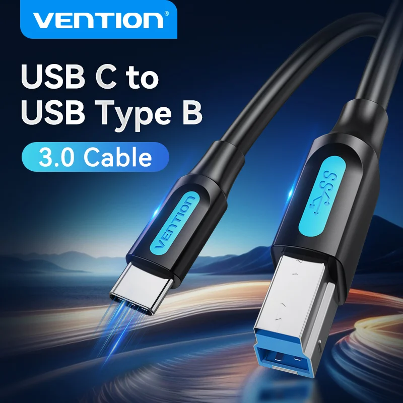 Kabel Vention USB C do USB typu B 3.0 do MacBook Pro HP Canon Brother Epson Dell Samsung Drukarka typu C Kwadratowy przewód