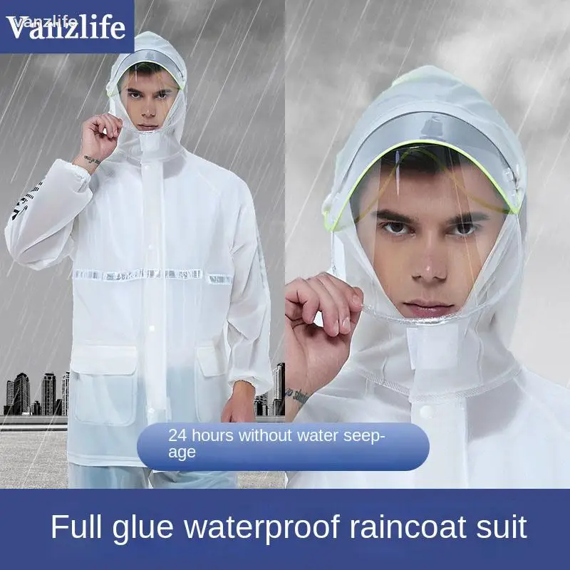 Vanzlife Bike Raincoat Rain Pants Suit Outdoor Riding Adult Split Take-out Reflective Fashion Transparent Raincoat