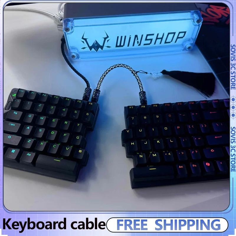 

Разделенный кабель для клавиатуры Winshop Dual-C Esports, короткий кабель для передачи данных 8K, индивидуальный авиационный разъем для украшения игровой клавиатуры