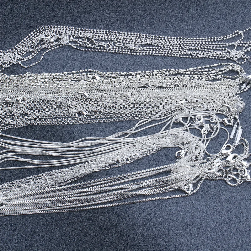 1 Stück 925 Sterling Silber 16-30 Zoll Rolo Bead Figaro Kette Halskette für Männer Frauen 9 Designs Modeschmuck – Detail 6