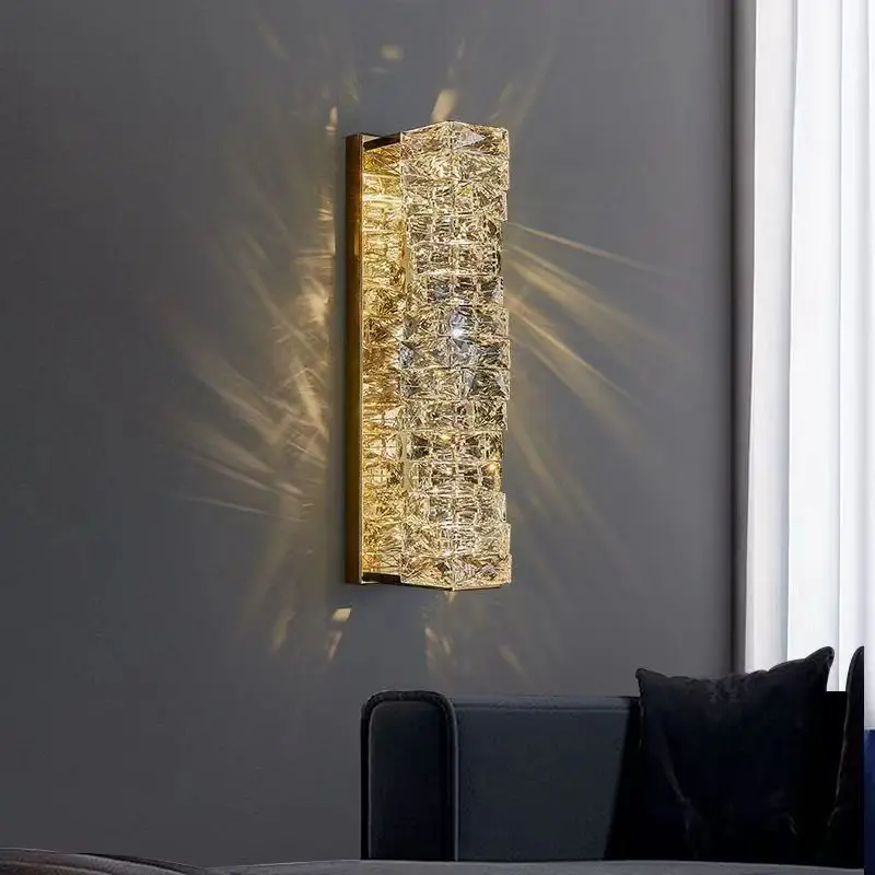 

New light luxury crystal wall lamp high-end modern living room background wall diningcorridor stairs master bedroom bedside wall