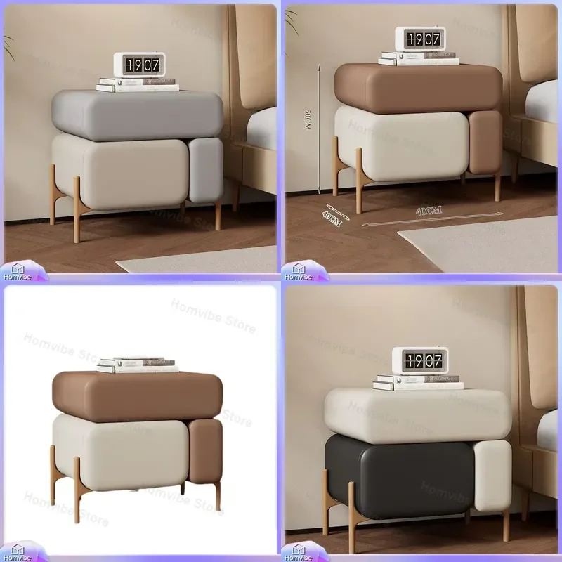 Modern Minimalist Bedside Table for Bedroom Small Space Storage Nightstand with Drawer and Shelf Wooden or MDF Material Home