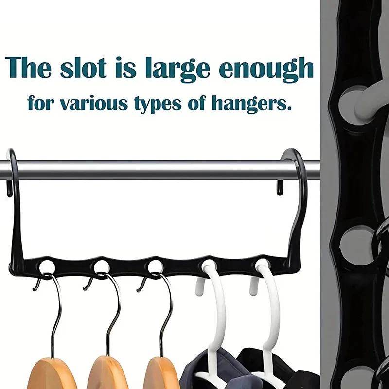 1-10pcs Plastic 5-Hole Foldable Hangers, Heavy Duty Space Saving Clothes Organizer Hangers, For Room Closet Wardrobe Home & Dor