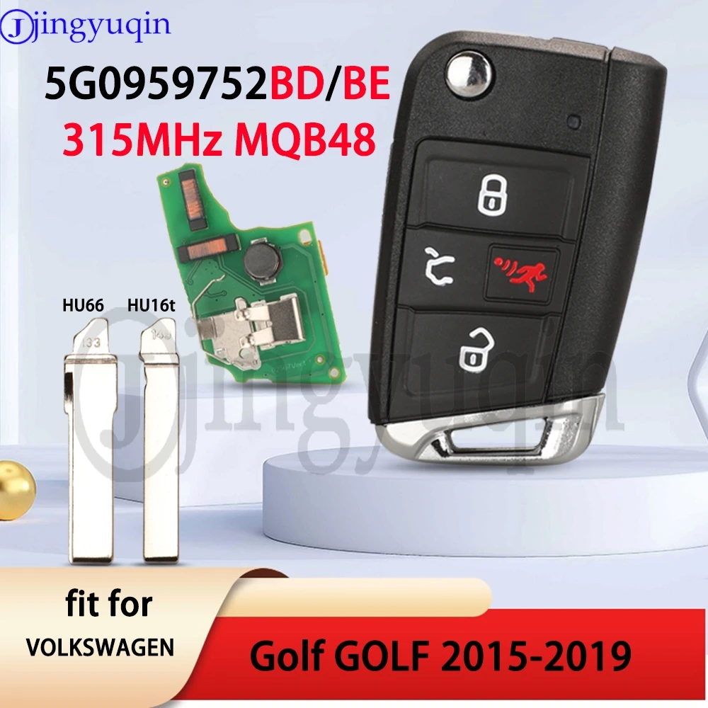 

Пульт дистанционного управления Jingyuqin 315 МГц MQB48 MEGAMOS ID88 AES 5G0959752BD/BE NBGFS12A01 для Volkswagen VW Golf GTI 2015-2019 HU66/HU16t