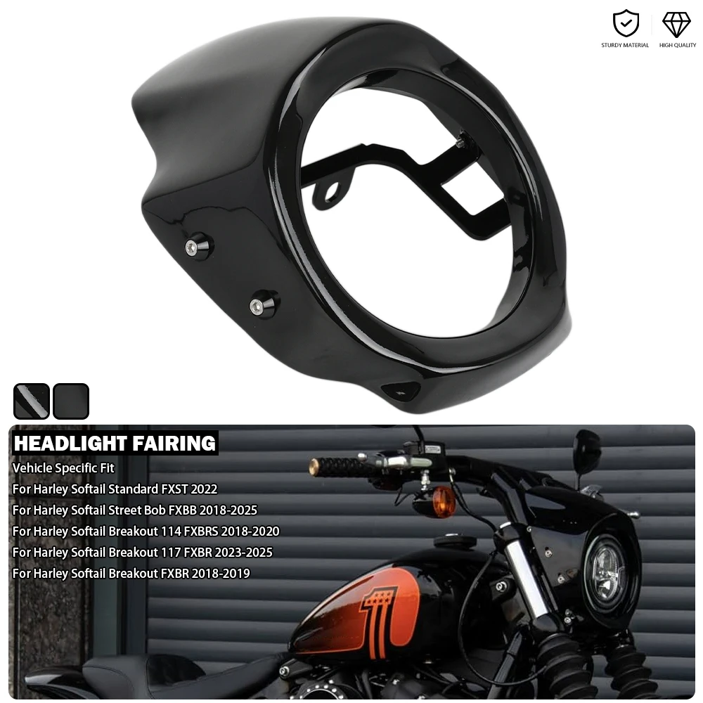 Headlight Bezel Cockpit Fairing Windshield Wind Deflector Cover Fit For Harley Softail Street Bob 114 117 Breakout 2018-2024