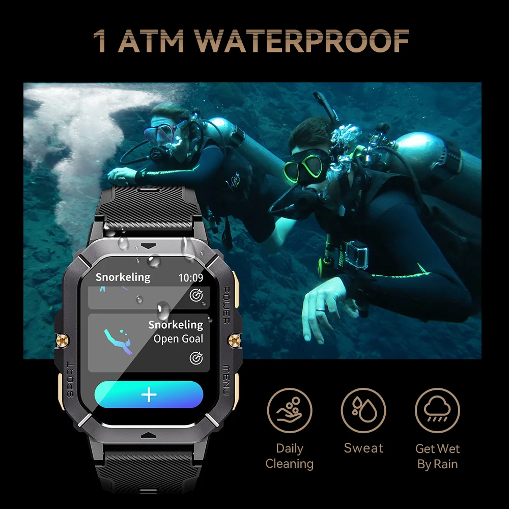 CUBOT-reloj inteligente C28 para hombre, accesorio de pulsera resistente al agua con seguimiento de actividad deportiva de 2,02 pulgadas, Bluetooth,