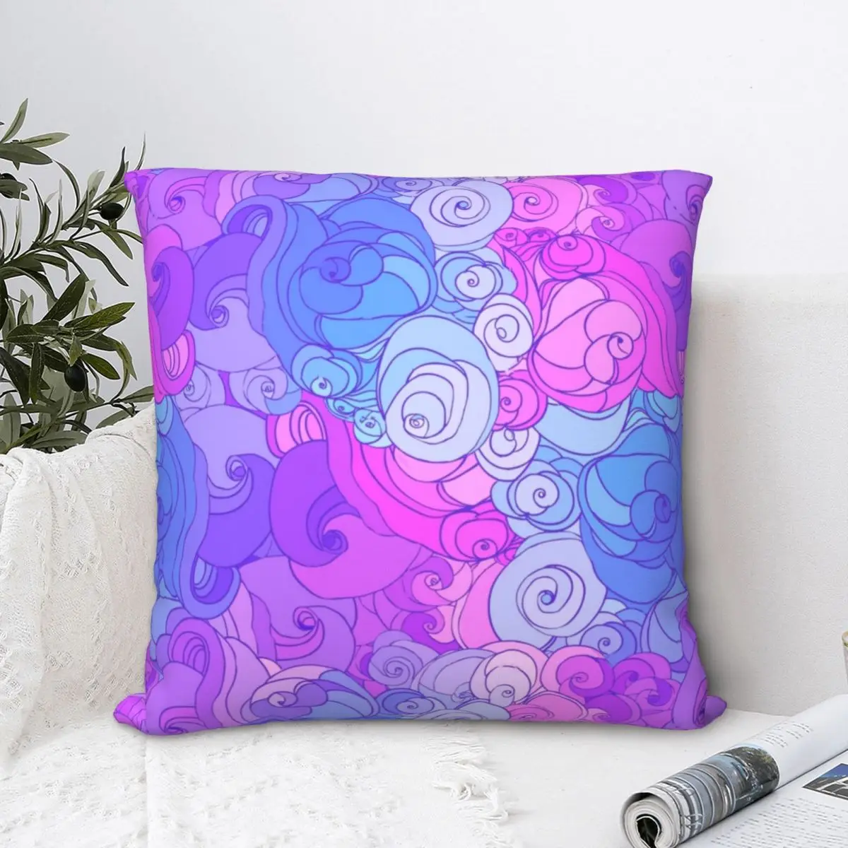 Pink Smoke Square Pillowcase Polyester Pillow Cover Velvet Cushion Decor Comfort Throw Pillow For Home Bedroom